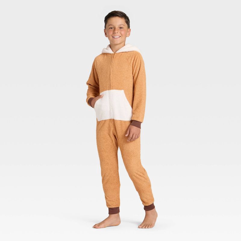 slide 1 of 3, Boys' Holiday Reindeer Union Suit - Cat & Jack™ Brown M, 1 ct