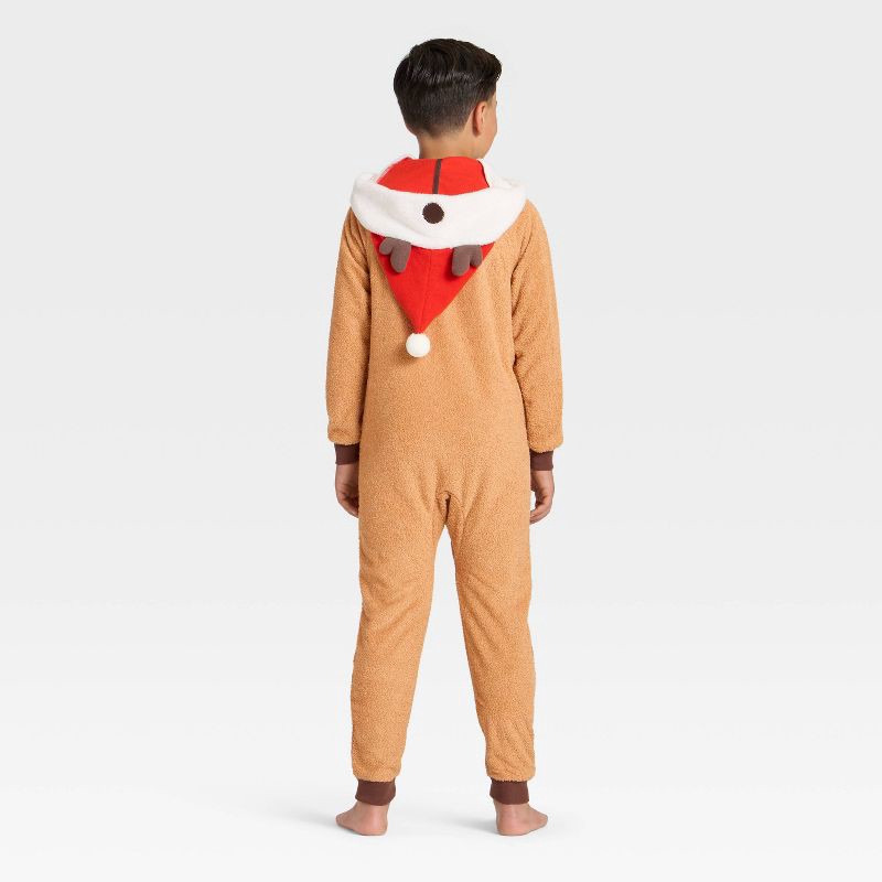 slide 2 of 3, Boys' Holiday Reindeer Union Suit - Cat & Jack™ Brown XL, 1 ct