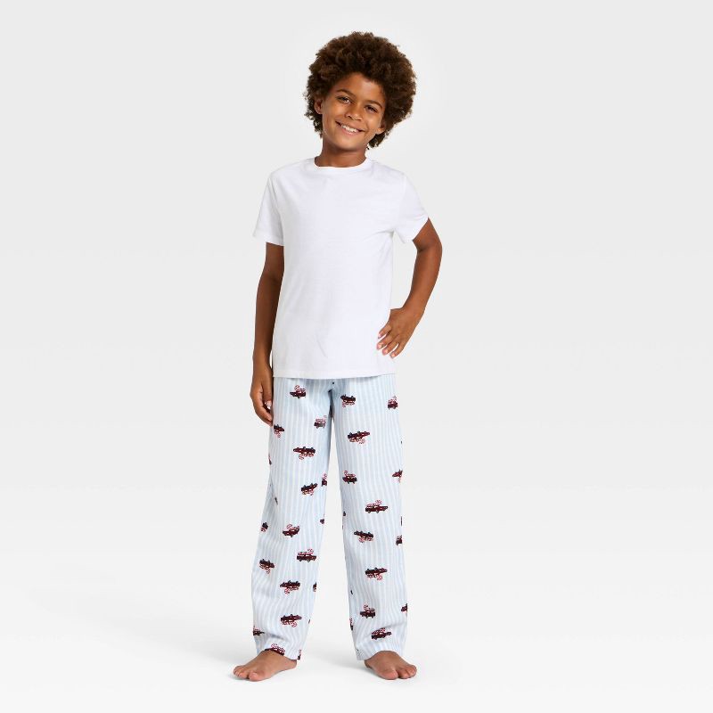 slide 3 of 3, Boys' Striped Christmas Candy Cane Cars Pajama Pants - Cat & Jack™ Blue S, 1 ct