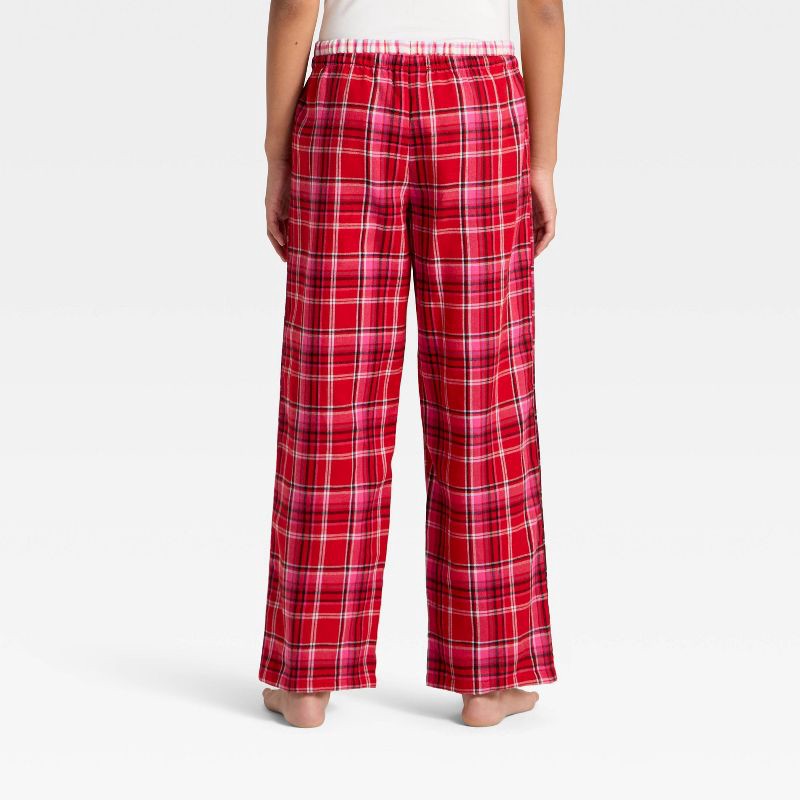 slide 2 of 3, Girls' Plaid Double Waistband Pajama Pants - art class™ Pink M, 1 ct