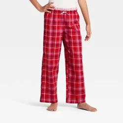 Girls' Plaid Double Waistband Pajama Pants - art class™ Pink M