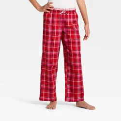 Girls' Plaid Double Waistband Pajama Pants - art class™ Pink L