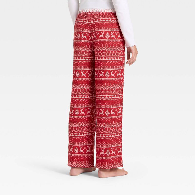 slide 2 of 3, Girls' Holiday Double Waistband Pajama Pants - art class™ Red M, 1 ct