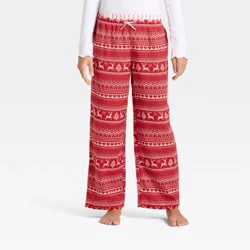 Girls' Holiday Double Waistband Pajama Pants - art class™ Red XL