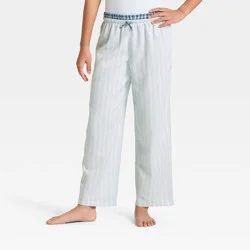 Girls' Striped Double Waistband Pajama Pants - art class™ Blue M