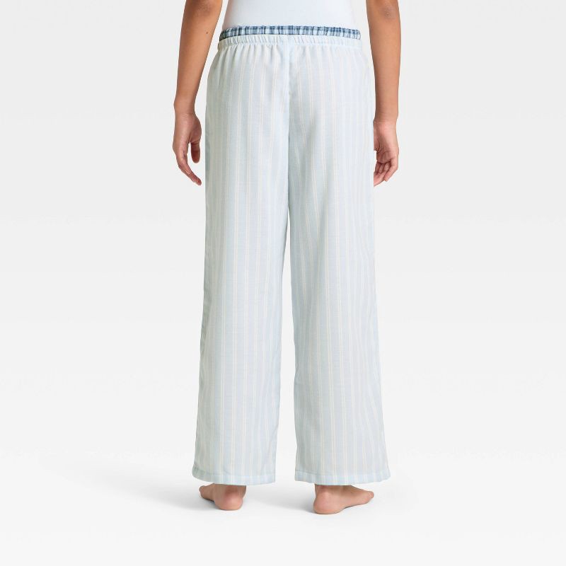 slide 2 of 3, Girls' Striped Double Waistband Pajama Pants - art class™ Blue L, 1 ct