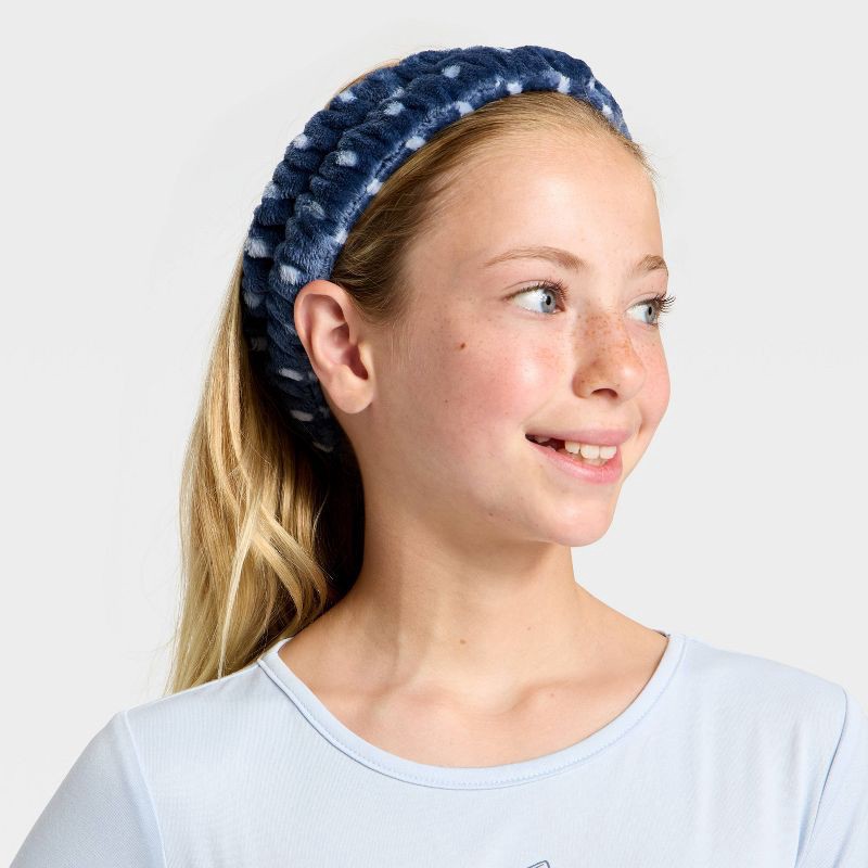 slide 5 of 6, Girls' 2pc Long Sleeve Pajama Set with Spa Headband - art class™ Blue XL, 2 ct