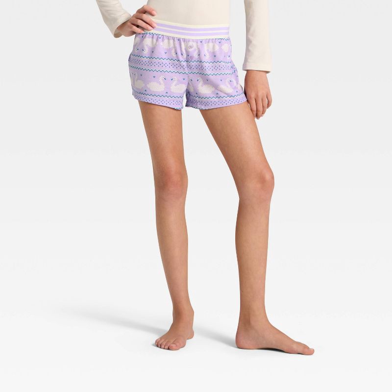 slide 4 of 5, Girls' 2pc Long Sleeve Pajama Set with Spa Headband - art class™ Purple M, 2 ct