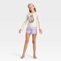 Girls' 2pc Long Sleeve Pajama Set with Spa Headband - art class™ Purple M