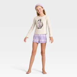 Girls' 2pc Long Sleeve Pajama Set with Spa Headband - art class™ Purple L