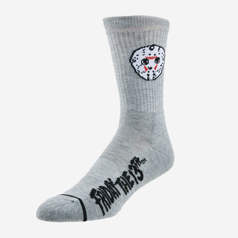 slide 2 of 2, Men's Friday The 13th Crew Socks - Gray 6-12, 1 ct