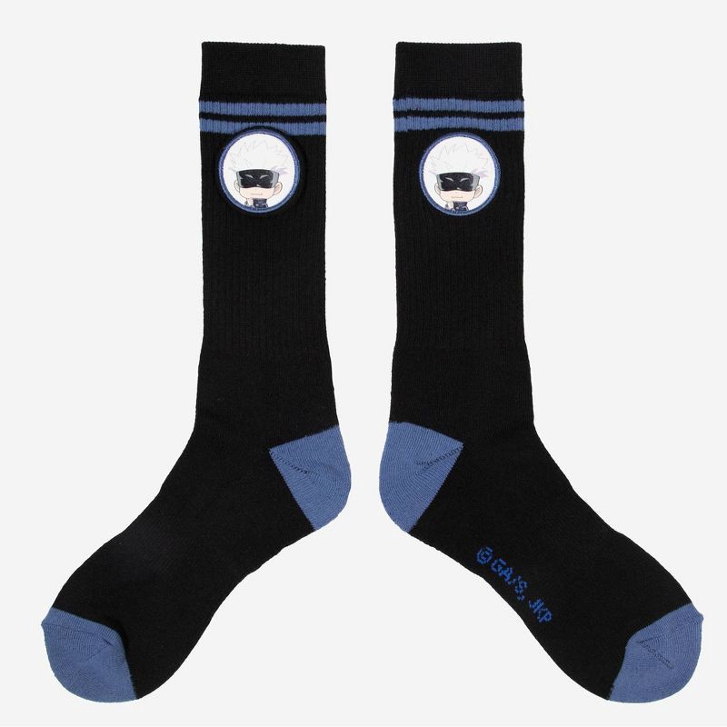 slide 2 of 3, Men's Jujutsu Kaisen Gojo Crew Socks - Black 6-12, 1 ct