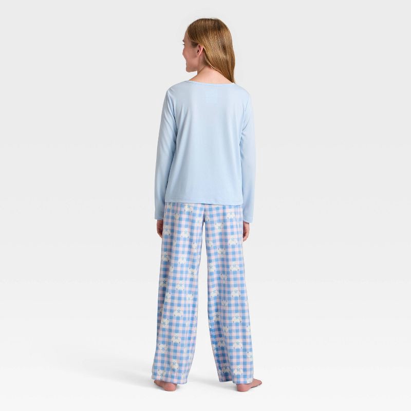 slide 2 of 4, Girls' 2pc Teddy Bear Long Sleeve Pajama Set - Cat & Jack™ Blue M, 2 ct