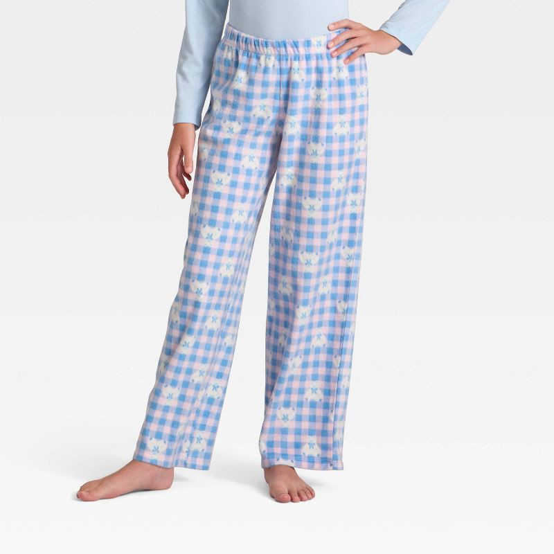 slide 4 of 4, Girls' 2pc Teddy Bear Long Sleeve Pajama Set - Cat & Jack™ Blue M, 2 ct