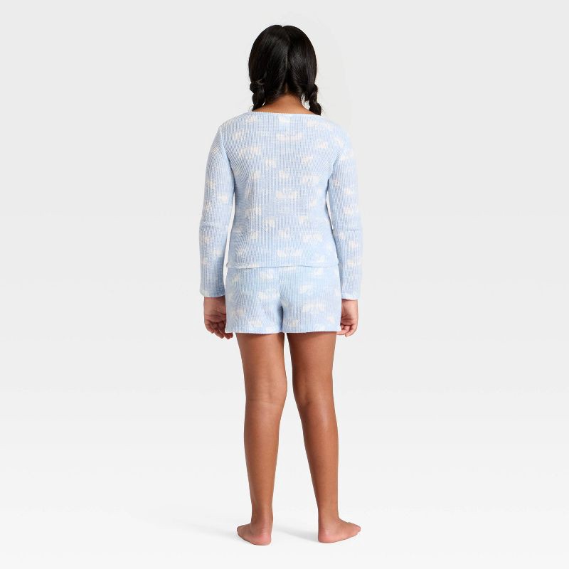 slide 2 of 4, Girls' 2pc Long Sleeve Waffle Knit Pajama Set - Cat & Jack™ Light Blue M, 2 ct
