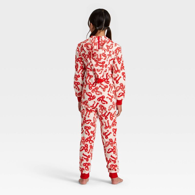 slide 2 of 3, Girls' Holiday Bows Union Suit - Cat & Jack™ Red M, 1 ct