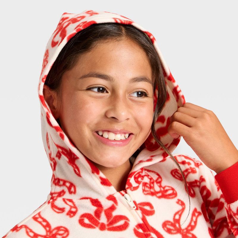 slide 3 of 3, Girls' Holiday Bows Union Suit - Cat & Jack™ Red L, 1 ct