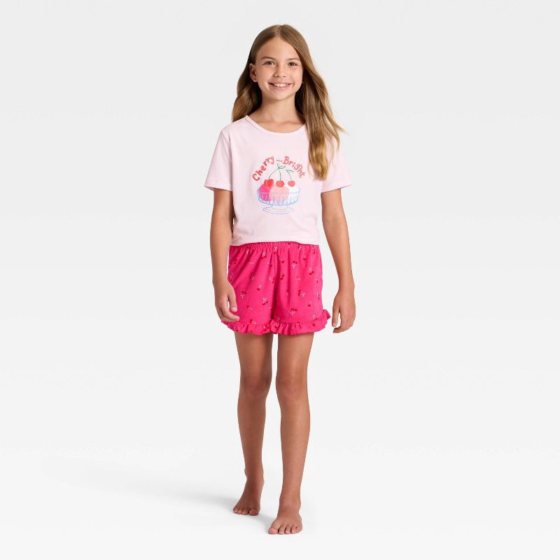 slide 1 of 4, Girls' 2pc Sundae Graphic Short Sleeve Pajama Set - Cat & Jack™ Light Pink XL, 2 ct