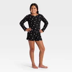Girls' 2pc Long Sleeve Waffle Knit Pajama Set - Cat & Jack™ White/Black XL