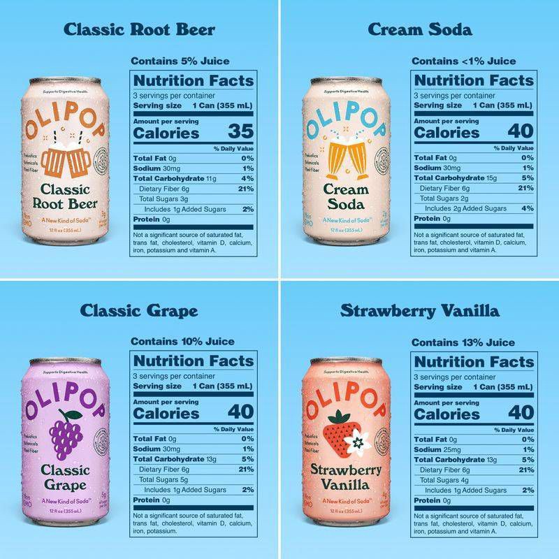 slide 4 of 6, OLIPOP Variety Pack Soda - 8pk/12 fl oz, 8 ct; 12 fl oz