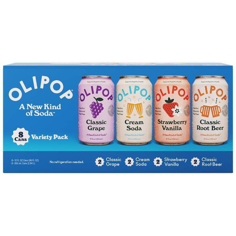 slide 1 of 6, OLIPOP Variety Pack Soda - 8pk/12 fl oz, 8 ct; 12 fl oz