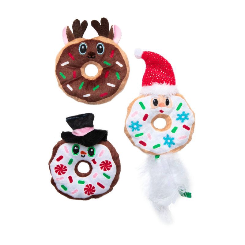 slide 2 of 5, Quirky Kitty Deck The Donuts Cat Plush Toy - White, 1 ct