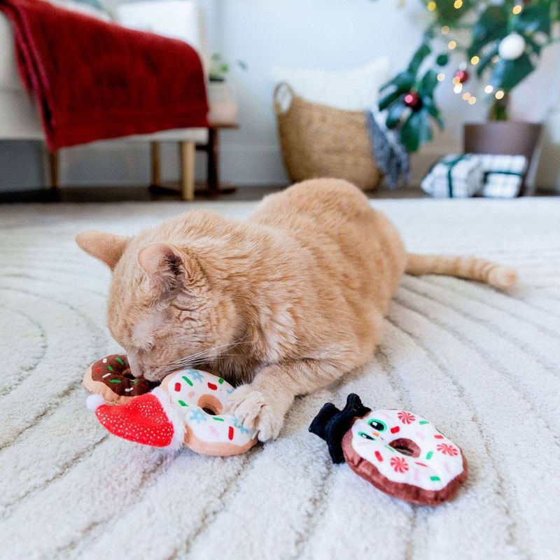 slide 3 of 5, Quirky Kitty Deck The Donuts Cat Plush Toy - White, 1 ct