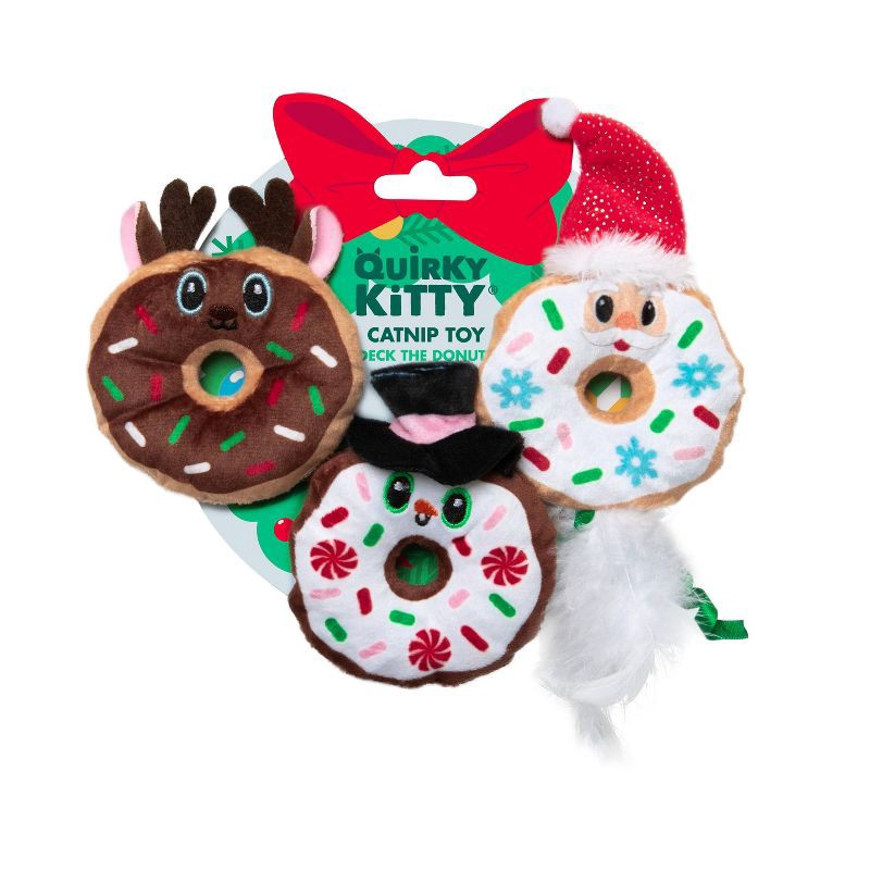 slide 1 of 5, Quirky Kitty Deck The Donuts Cat Plush Toy - White, 1 ct