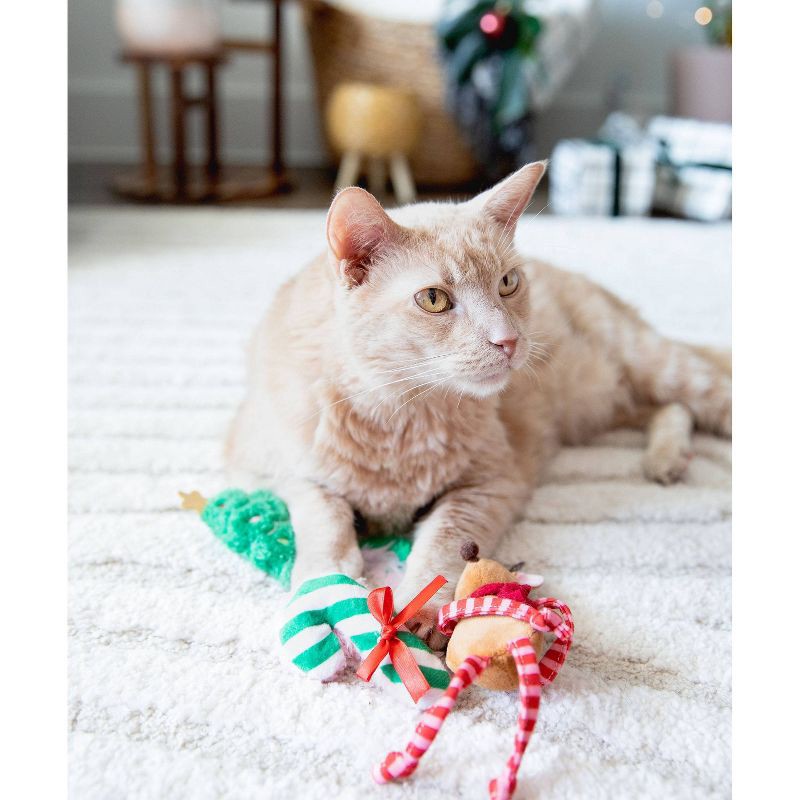 slide 4 of 4, Quirky Kitty Very Vintage Holiday Cat Plush Toy - Green, 1 ct