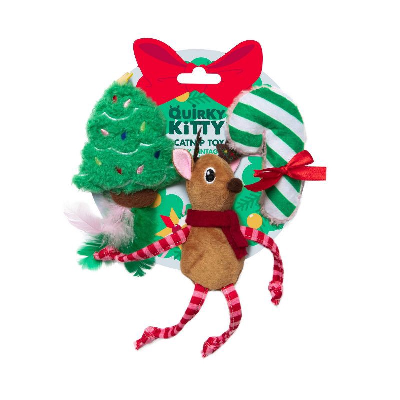 slide 1 of 4, Quirky Kitty Very Vintage Holiday Cat Plush Toy - Green, 1 ct