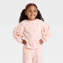 Toddler Girls' Velour Sweatshirt - Cat & Jack™ Peach Orange 3T