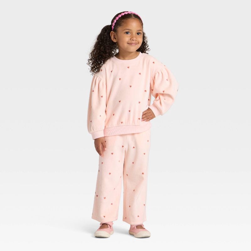 slide 3 of 3, Toddler Girls' Velour Sweatshirt - Cat & Jack™ Peach Orange 5T, 1 ct
