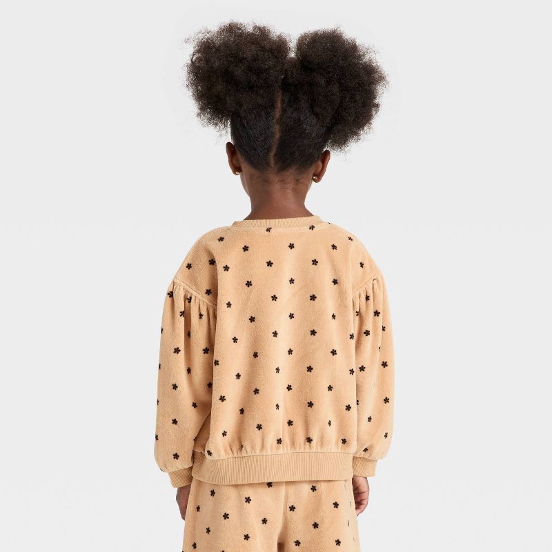 slide 2 of 3, Toddler Girls' Velour Sweatshirt - Cat & Jack™ Light Brown 5T, 1 ct