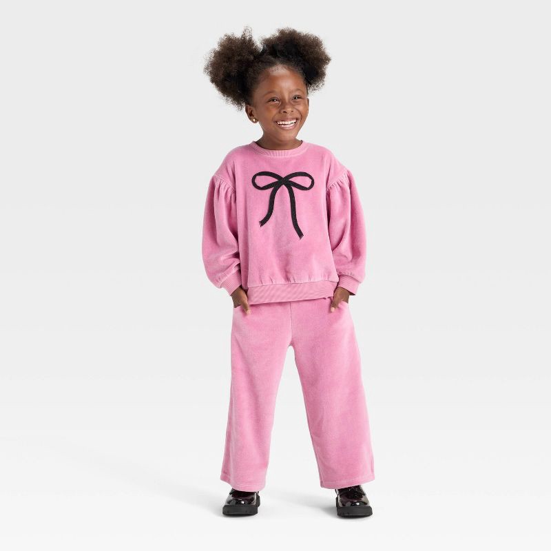 slide 4 of 4, Toddler Girls' Velour Sweatshirt - Cat & Jack™ Pink 2T, 1 ct