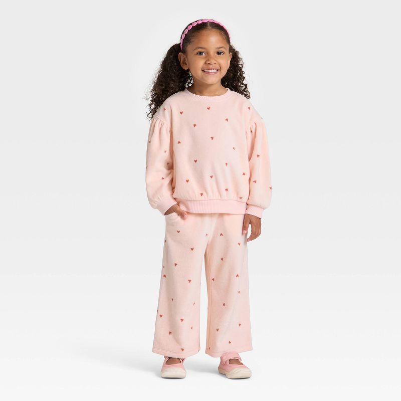 slide 3 of 3, Toddler Girls' Velour Wide Leg Pants - Cat & Jack™ Peach Orange 12M, 1 ct