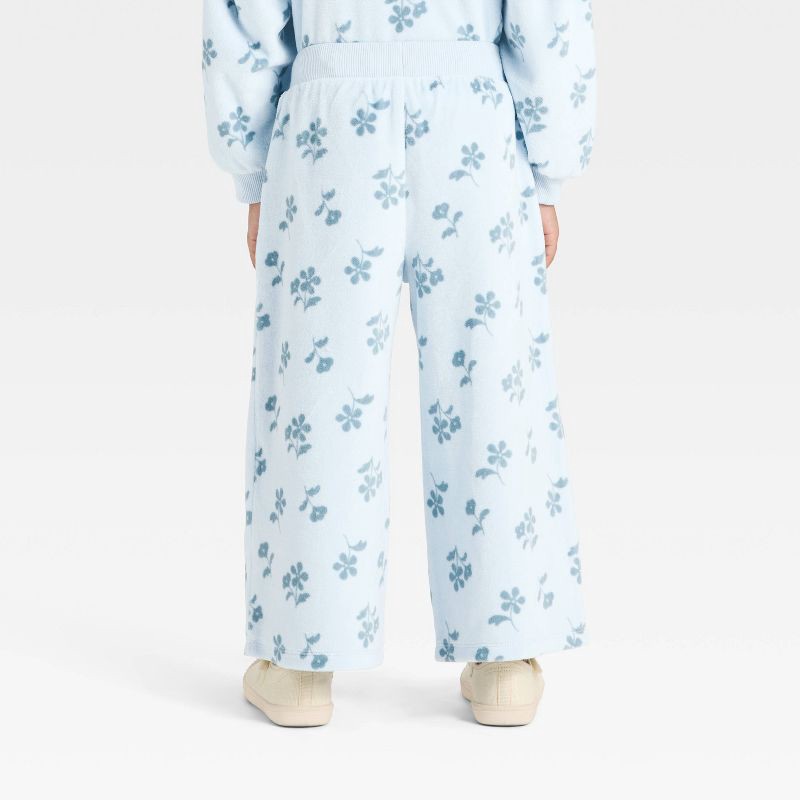 slide 2 of 3, Toddler Girls' Velour Wide Leg Pants - Cat & Jack™ Light Blue 12M, 1 ct