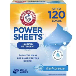 Arm & Hammer Laundry Detergent Sheets - Fresh Breeze - 60ct: Bleach-Free, 120 Uses, 0.53 Net Weight
