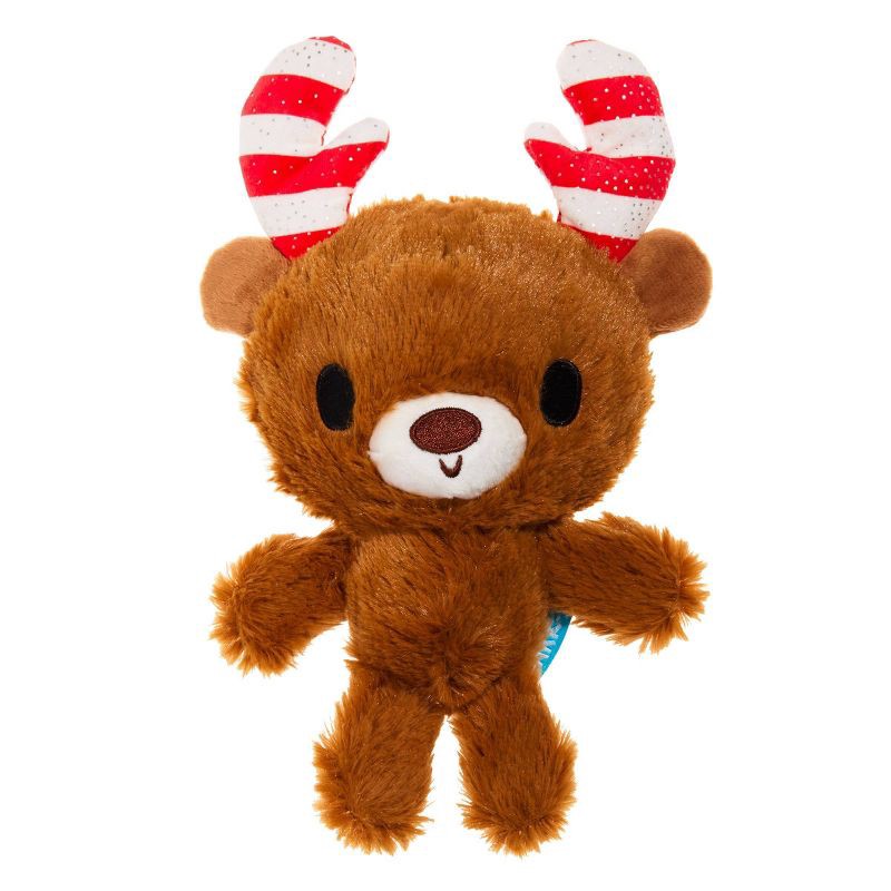 slide 1 of 4, BARK Howly Jowly Holidays Merry Candy Cane-deer Plush Dog Toy, 1 ct