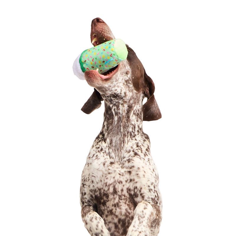 slide 4 of 4, BARK Howly Jowly Holidays Elfspresso Latte Food Shaped Plush Dog Toy, 1 ct