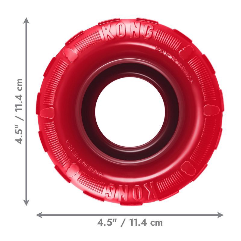slide 3 of 4, KONG Holiday Tire Treat Dispenser Dog Toy - Red, 1 ct