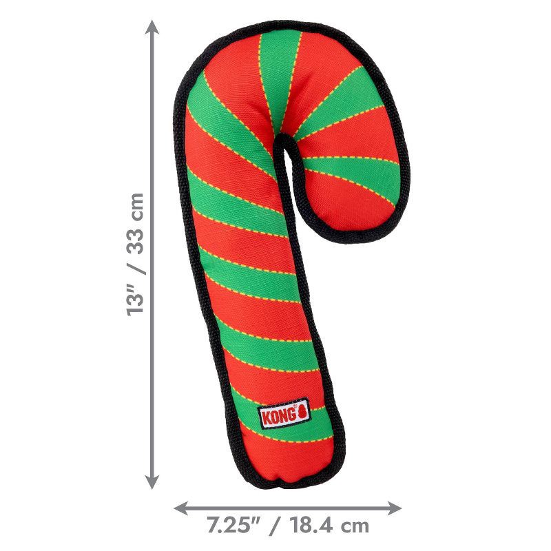 slide 3 of 4, KONG Holiday Ballistic Candy Cane Food Shaped Dog Toy - Red, 1 ct