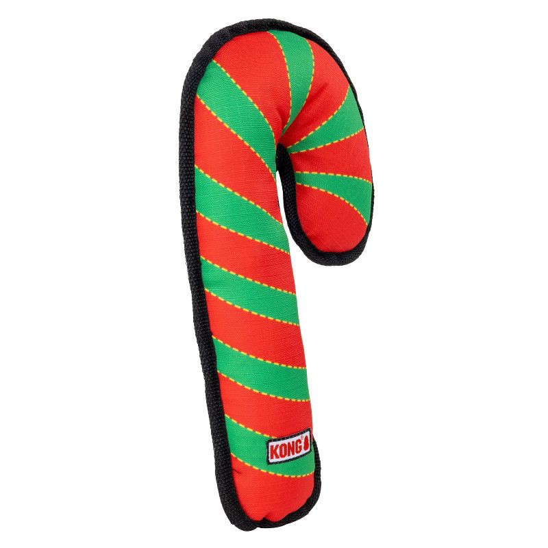 slide 4 of 4, KONG Holiday Ballistic Candy Cane Food Shaped Dog Toy - Red, 1 ct