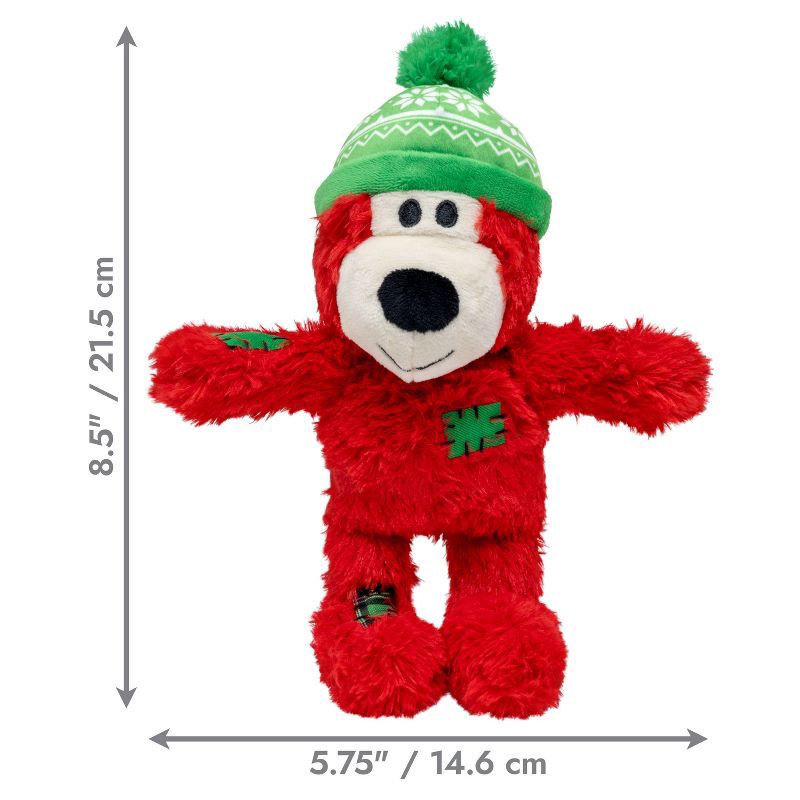 slide 3 of 5, KONG Holiday Wild Knots Bear Animal Dog Toy - Red, 1 ct
