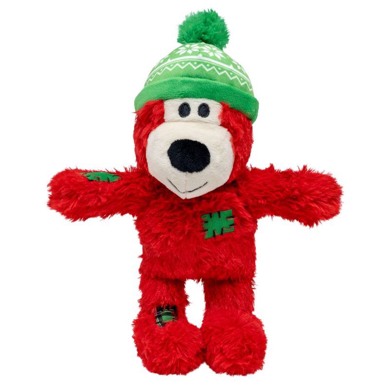 slide 1 of 5, KONG Holiday Wild Knots Bear Animal Dog Toy - Red, 1 ct