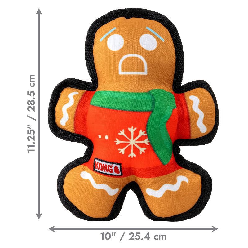 slide 3 of 5, KONG Holiday Ballistic Gingerbread Cookie Food Shaped Dog Toy - Brown, 1 ct