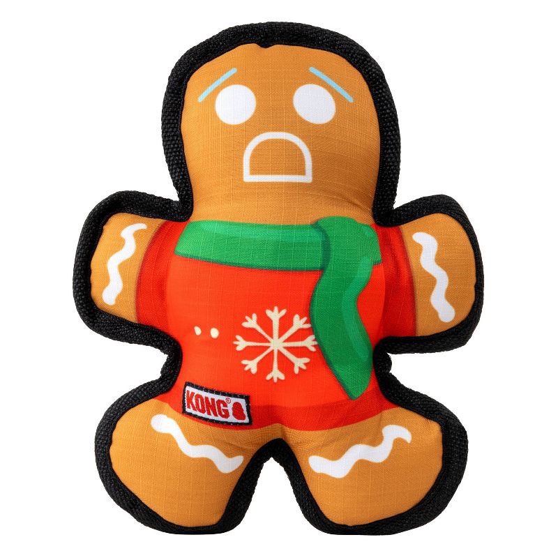 slide 1 of 5, KONG Holiday Ballistic Gingerbread Cookie Food Shaped Dog Toy - Brown, 1 ct