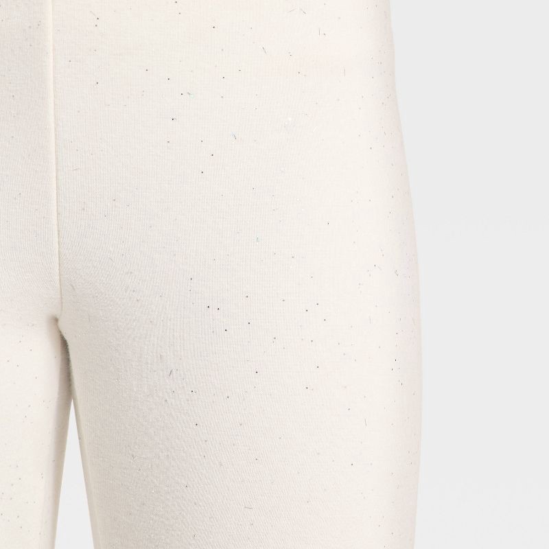 slide 4 of 4, Girls' Cozy Leggings - Cat & Jack™ Cream Sparkle S, 1 ct