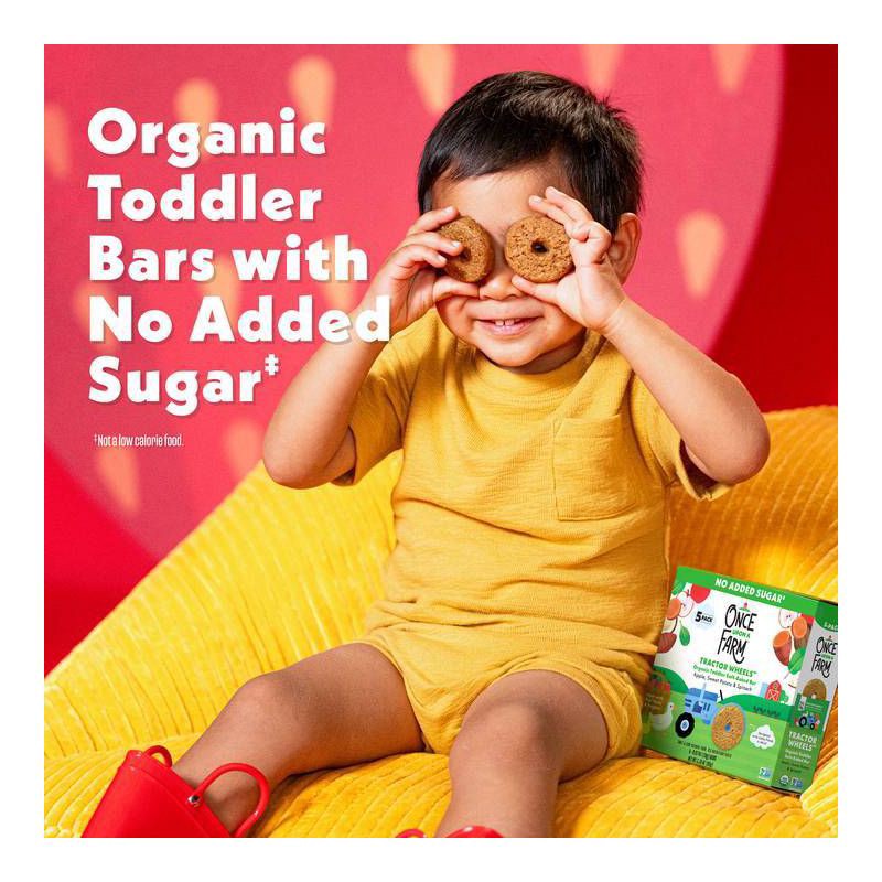 slide 8 of 11, Once Upon a Farm Tractor Wheel Bar Baby Snacks - Apple, Sweet Potato & Spinach - 1.5oz/10ct, 1.5 oz, 10 ct
