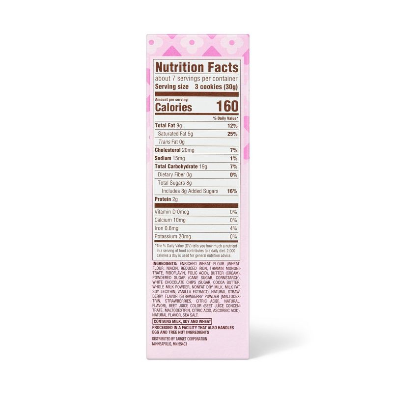 slide 2 of 4, Valentine's Heart Shaped Strawberry Shortbread Cookies with White Chocolate Chips - 7oz - Favorite Day™, 7 oz