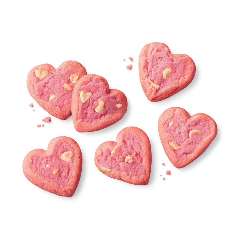 slide 4 of 4, Valentine's Heart Shaped Strawberry Shortbread Cookies with White Chocolate Chips - 7oz - Favorite Day™, 7 oz